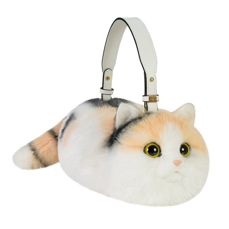 Simulated Three-Color Cat Shoulder Bag Handbag