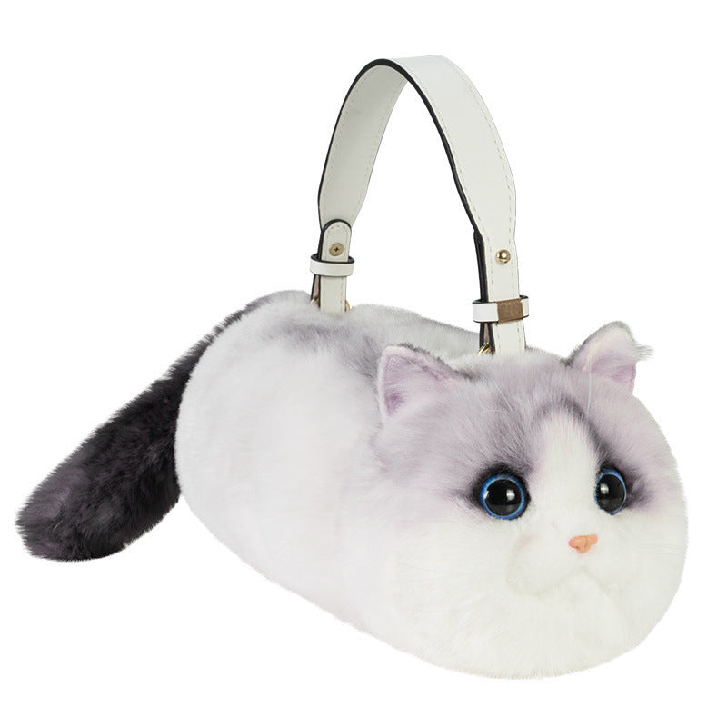 Simulated Three-Color Cat Shoulder Bag Handbag