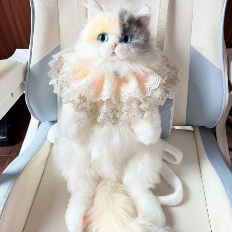 Realistic Calico Cat Plush Backpack