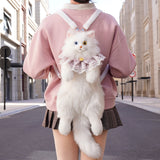 Heterochromatic White Cat Simulated Backpack