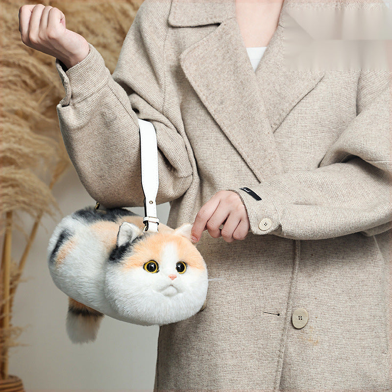 Simulated Three-Color Cat Shoulder Bag Handbag