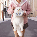 Heterochromatic White Cat Simulated Backpack